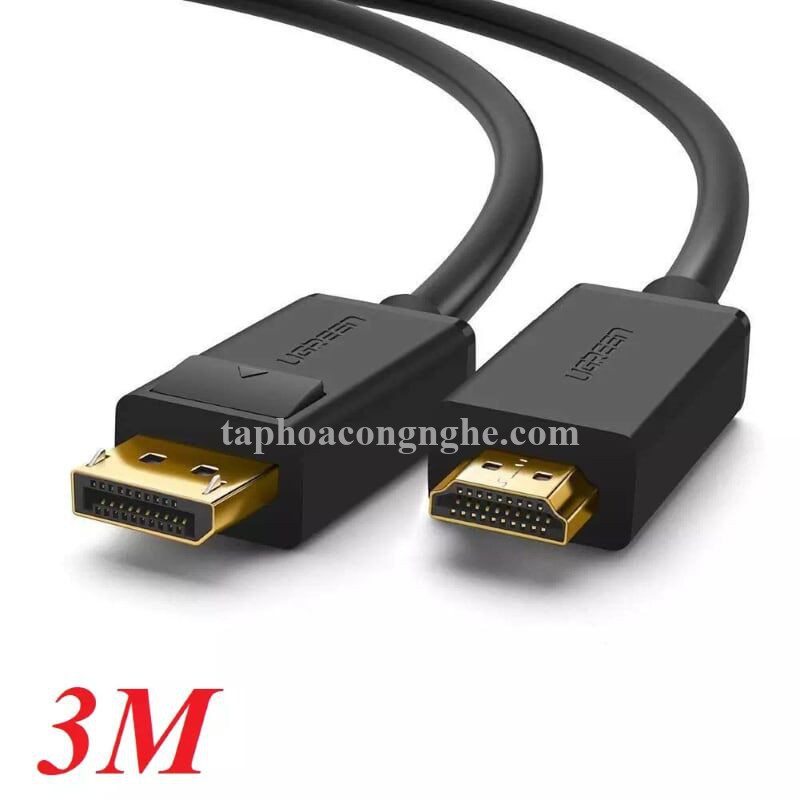 Ugreen 10203 3M Màu Đen Cáp chuyển đổi Displayport sang HDMI thuần đồng DP101 30010203